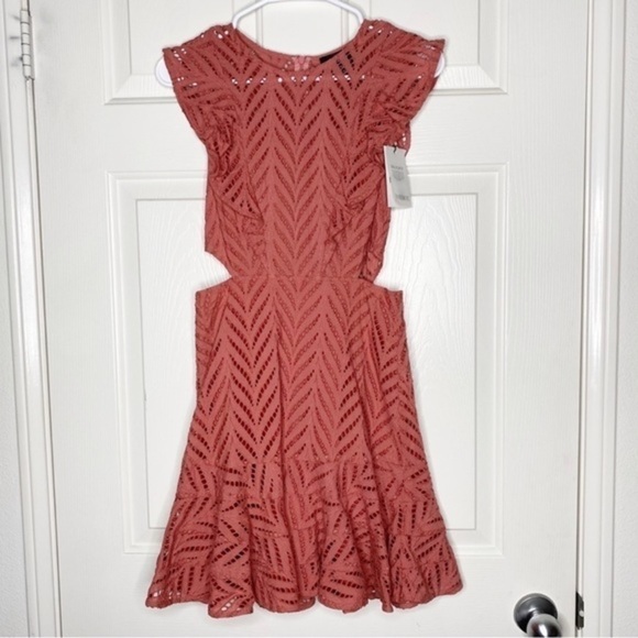 Bardot Revolve Aria Ruffle Eyelet Mini Dress NWT - Picture 4 of 15
